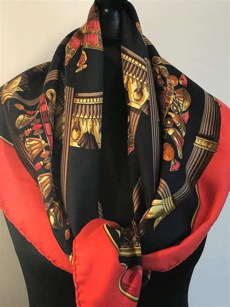 hermes red gold vintage scarf|hermes scarf clearance.